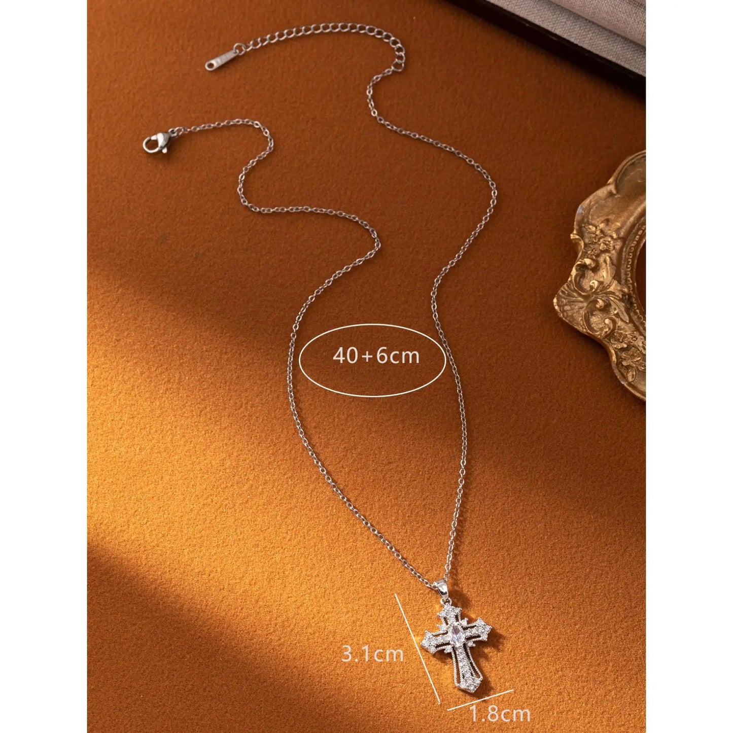 Vintage Cross Necklace - Exquisite Rhinestone Pendant Clavicle Chain
