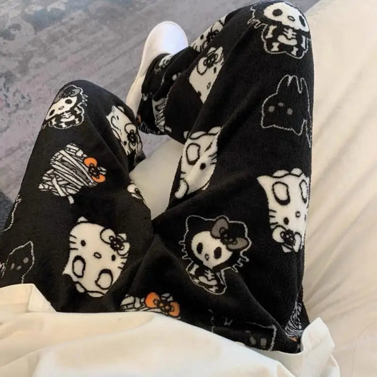 SALE- Hello Kitty Pajama Pants - Kawaii Flannel PJs for Women & Men unisex