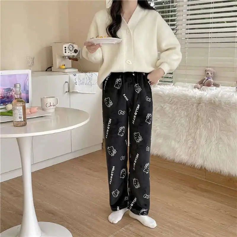 SALE- Hello Kitty Pajama Pants - Kawaii Flannel PJs for Women & Men unisex