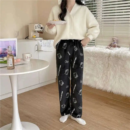 SALE- Hello Kitty Pajama Pants - Kawaii Flannel PJs for Women & Men unisex