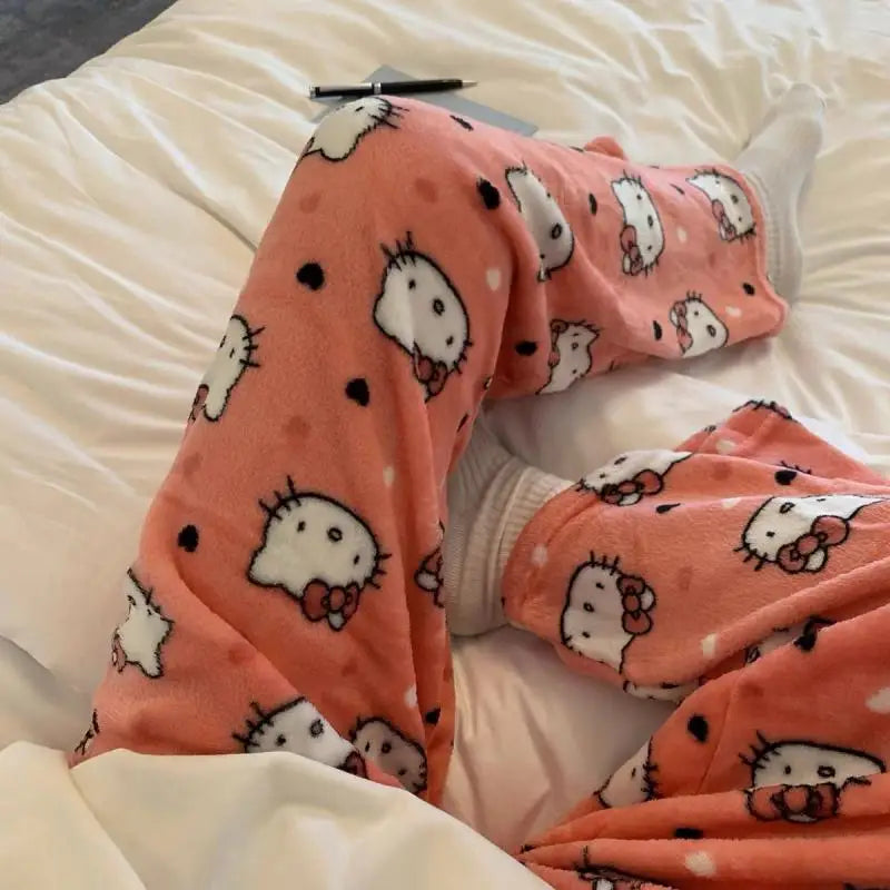 SALE- Hello Kitty Pajama Pants - Kawaii Flannel PJs for Women & Men unisex