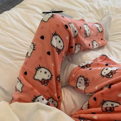 SALE- Hello Kitty Pajama Pants - Kawaii Flannel PJs for Women & Men unisex