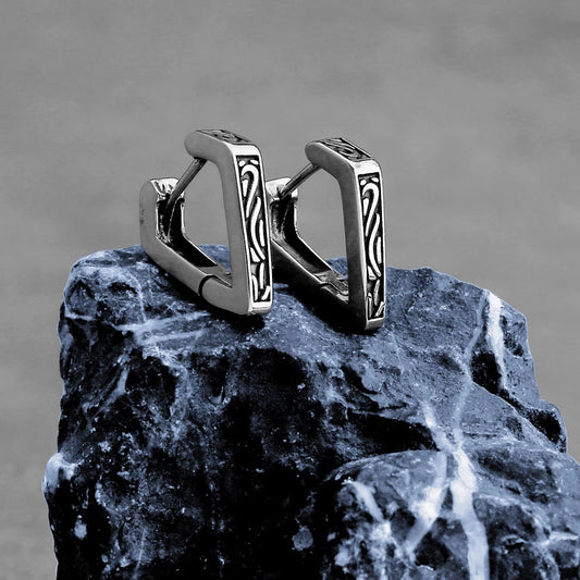 Viking Celtic Minimalist Hoop Earrings - Stainless Steel Punk Hip-Hop Jewelry for Men