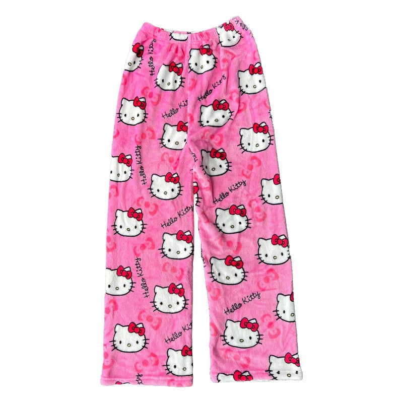 Hello Kitty Halloween Flannel Pajama Pants - Cozy Cartoon Sleepwear for Women