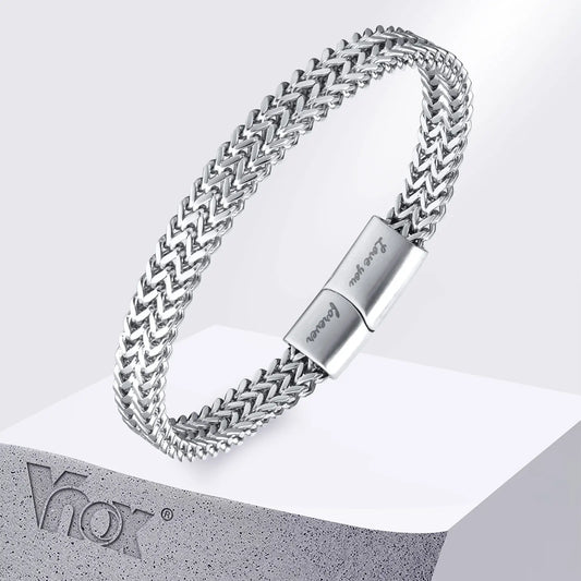 6mm Stainless Steel Curb Chain Bracelet - Heavy Duty Magnetic Clasp Punk Jewelry