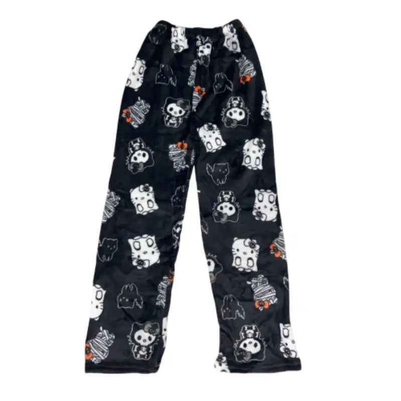 Hello Kitty Halloween Flannel Pajama Pants - Cozy Cartoon Sleepwear for Women