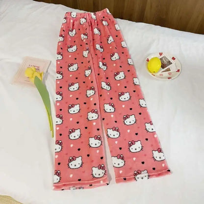SALE- Hello Kitty Pajama Pants - Kawaii Flannel PJs for Women & Men unisex
