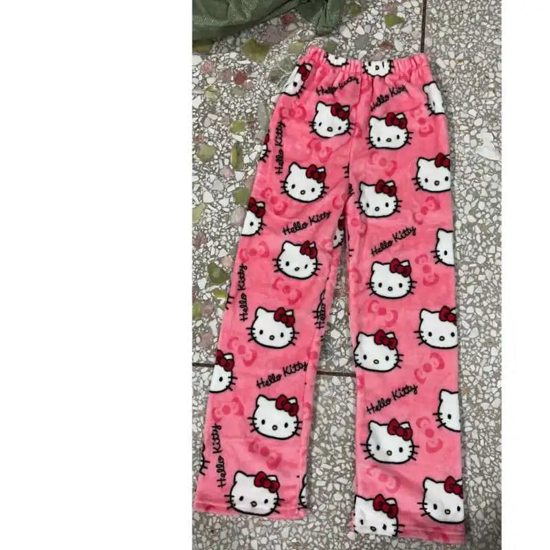 SALE- Hello Kitty Pajama Pants - Kawaii Flannel PJs for Women & Men unisex