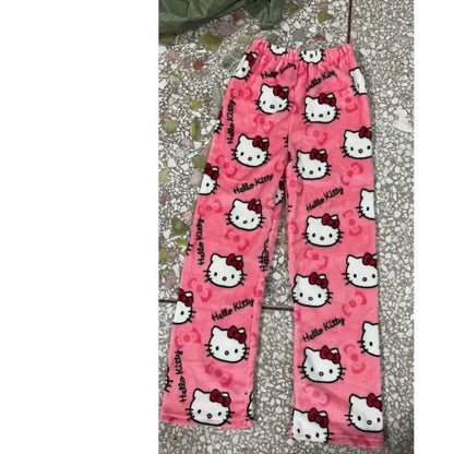 SALE- Hello Kitty Pajama Pants - Kawaii Flannel PJs for Women & Men unisex