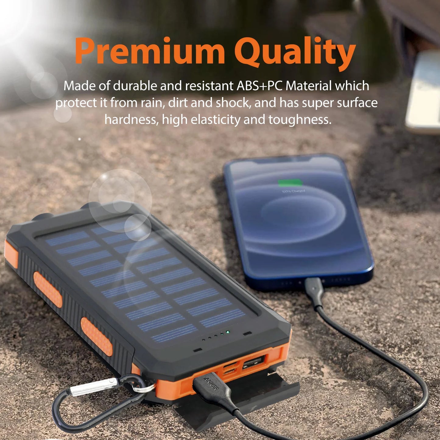 20000mAh Solar Power Bank Portable Solar Charger Waterproof for Outdoors