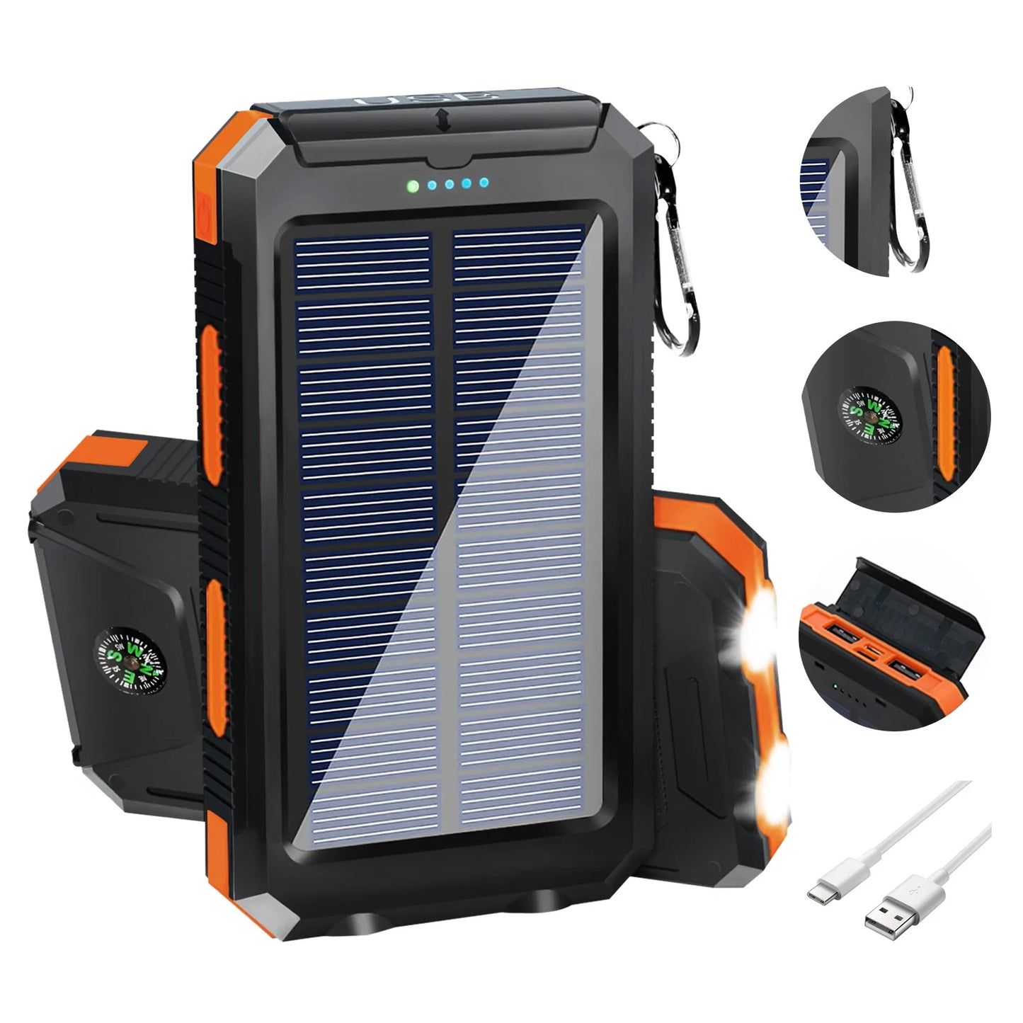 20000mAh Solar Power Bank Portable Solar Charger Waterproof for Outdoors