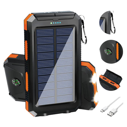 20000mAh Solar Power Bank Portable Solar Charger Waterproof for Outdoors