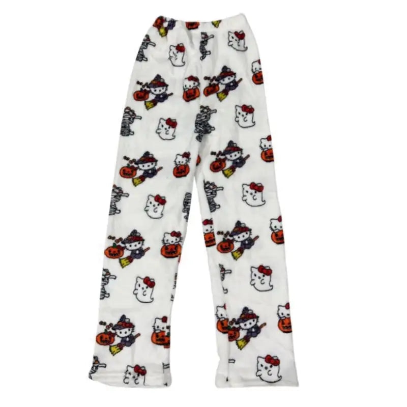 Hello Kitty Halloween Flannel Pajama Pants - Cozy Cartoon Sleepwear for Women