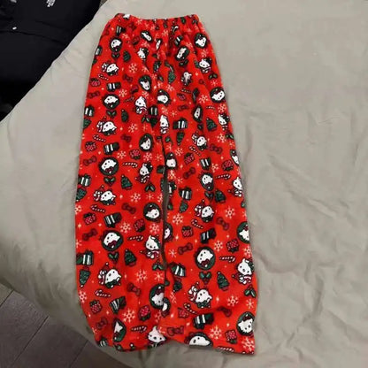 SALE- Hello Kitty Pajama Pants - Kawaii Flannel PJs for Women & Men unisex