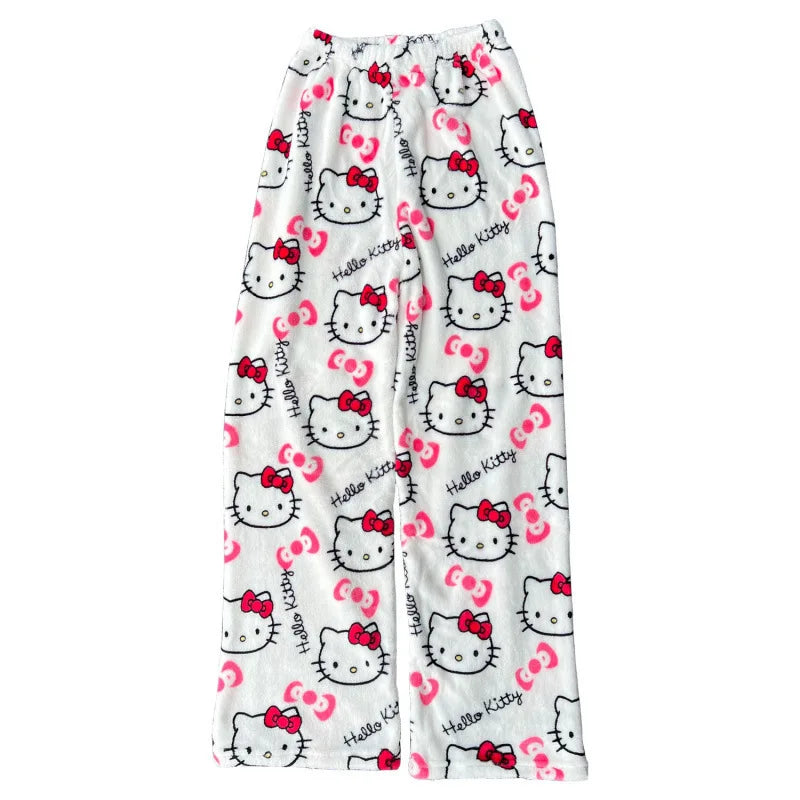 Hello Kitty Halloween Flannel Pajama Pants - Cozy Cartoon Sleepwear for Women