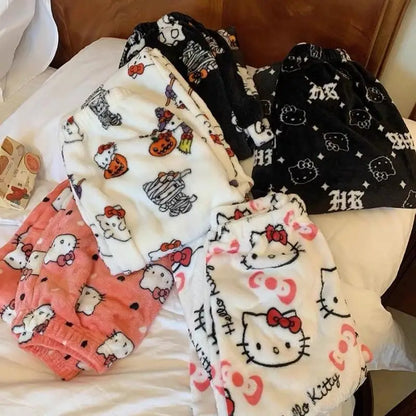 SALE- Hello Kitty Pajama Pants - Kawaii Flannel PJs for Women & Men unisex