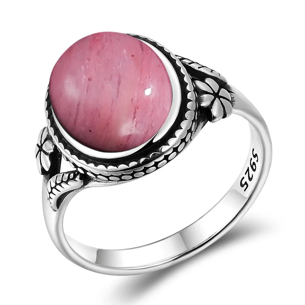 Vintage Silver Ring - Natural Moonstone & Tiger's Eye Personalized Jewelry Gift