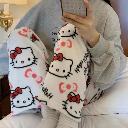 SALE- Hello Kitty Pajama Pants - Kawaii Flannel PJs for Women & Men unisex