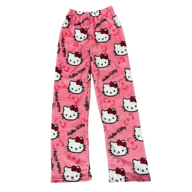 Hello Kitty Halloween Flannel Pajama Pants - Cozy Cartoon Sleepwear for Women