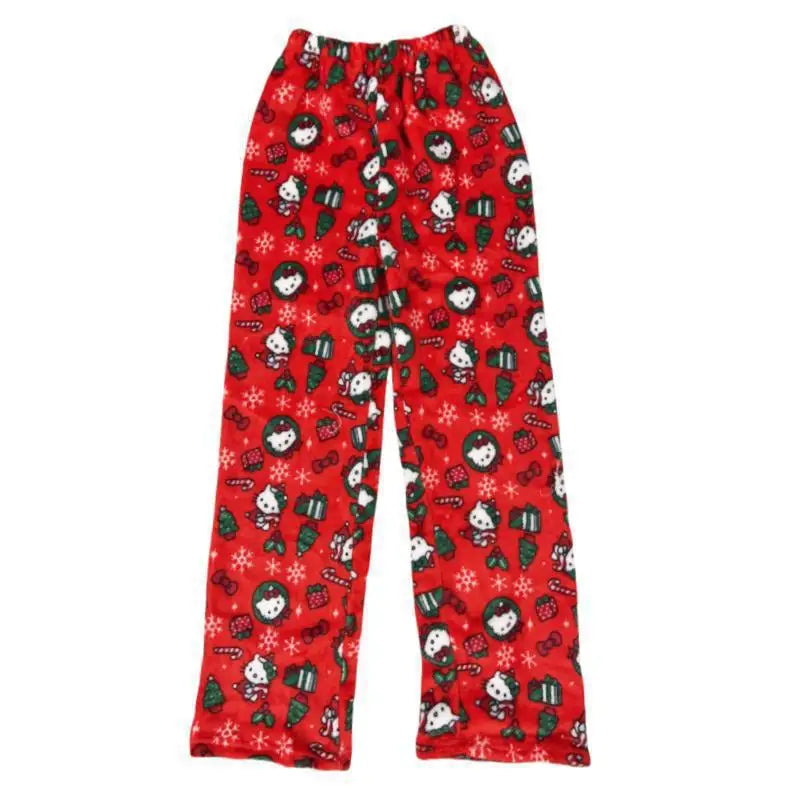 Hello Kitty Halloween Flannel Pajama Pants - Cozy Cartoon Sleepwear for Women