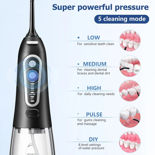 Portable USB Rechargeable Water Flosser for Superior Dental Cleaning with 300ML Tank