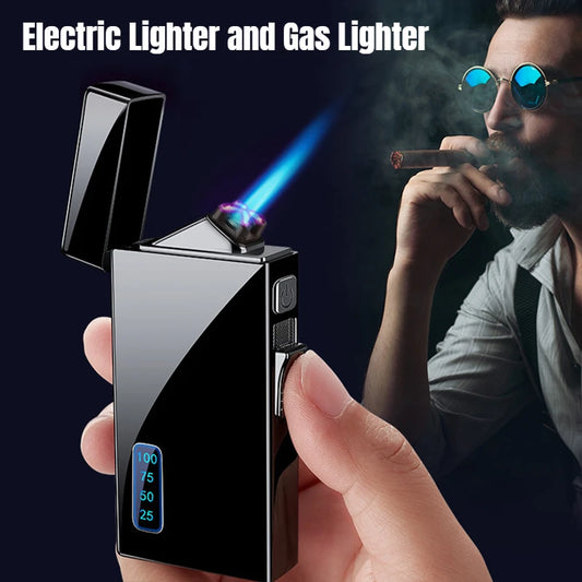 2-in-1 Electric Arc Lighter & Butane Torch - Windproof USB Rechargeable Lighter