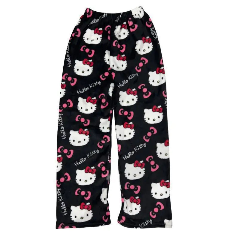 Hello Kitty Halloween Flannel Pajama Pants - Cozy Cartoon Sleepwear for Women