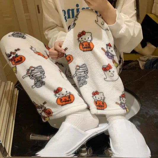 SALE- Hello Kitty Pajama Pants - Kawaii Flannel PJs for Women & Men unisex
